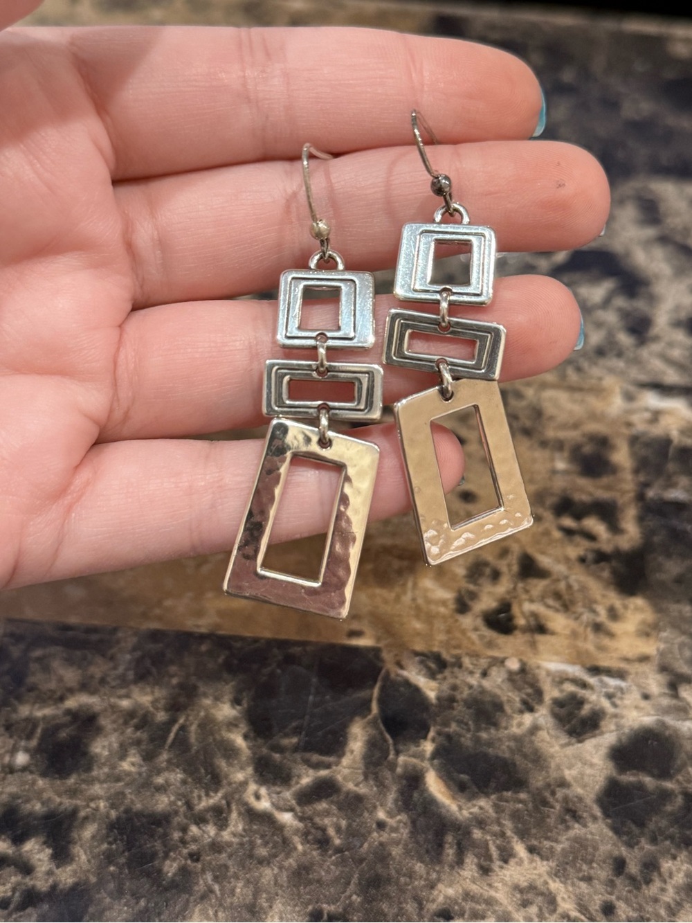 Brighton Geometric Multi-Rectangular Drop Earrings - Picture 3 of 5